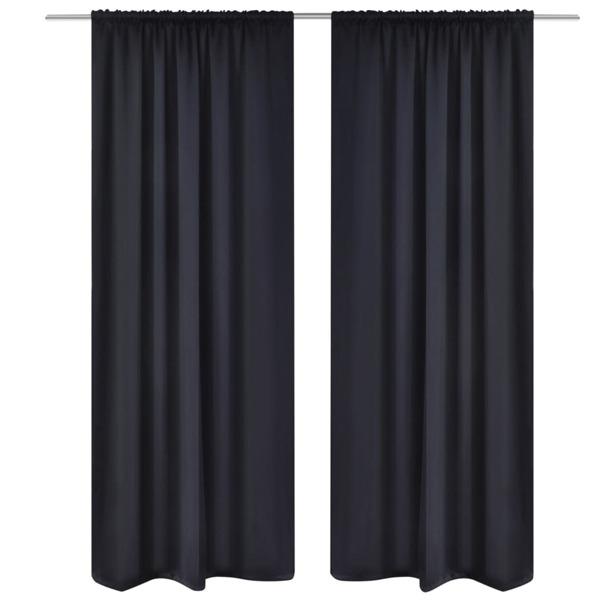 vidaXL 2-pack svarta gardiner med hyskupphängning 135 x 245 cm Svart