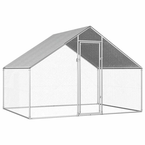 vidaXL Hönsbur för utomhusbruk 2,75x2x1,92 m galvaniserat stål Silver