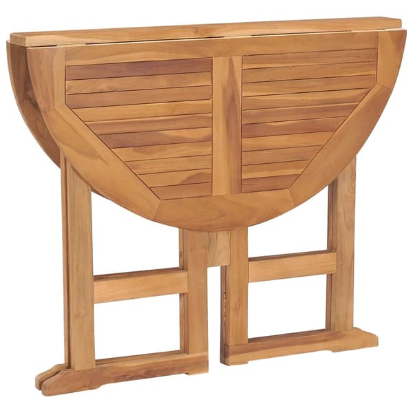 vidaXL Hopfällbart trädgårdsbord Ø90x75 cm massiv teak Brun