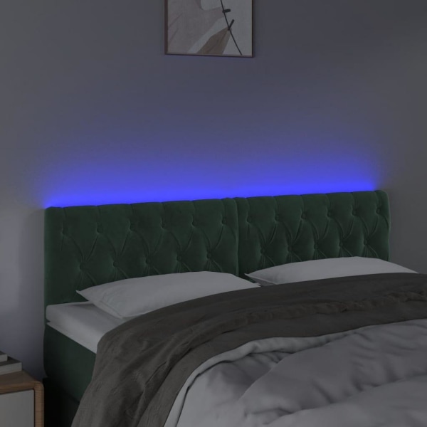 vidaXL Sänggavel LED mörkgrön 144x7x78/88 cm sammet Grön