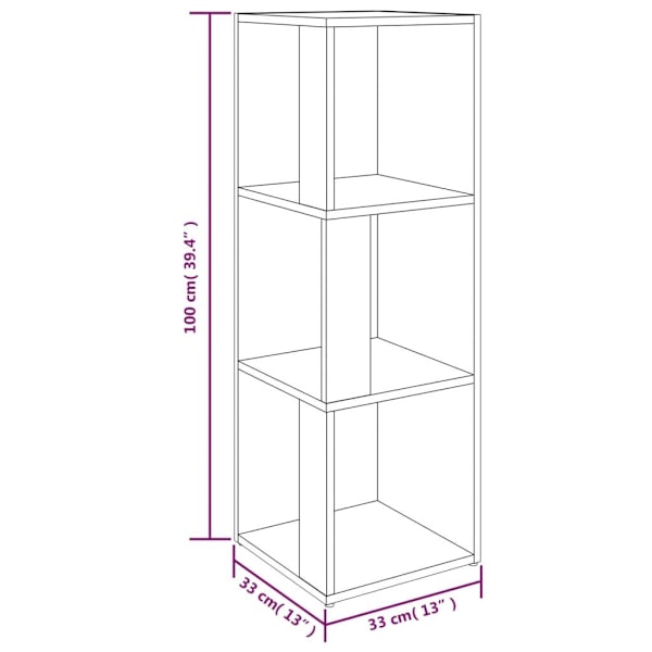 vidaXL Hörnhylla grå sonoma 33x33x100 cm konstruerat trä Grå