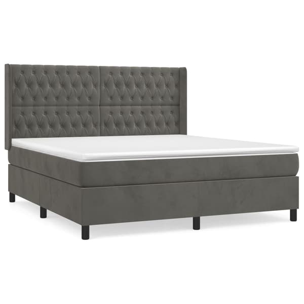 vidaXL Ramsäng med madrass mörkgrå 180x200 cm sammet Grå