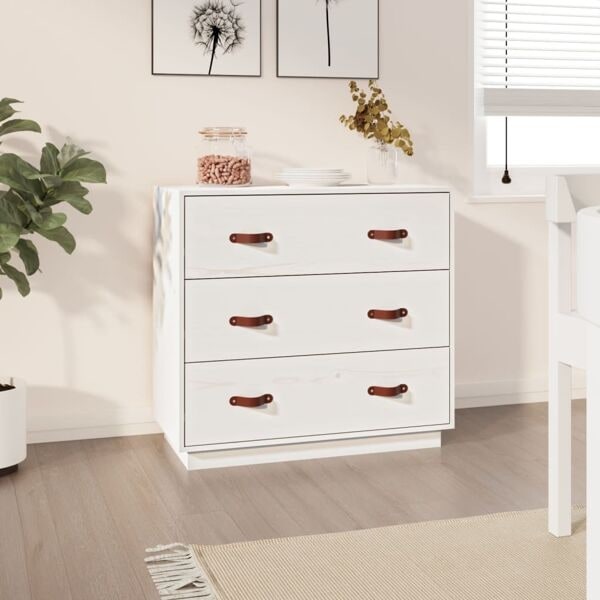 vidaXL Byrå vit 80x40x75 cm massiv furu Vit