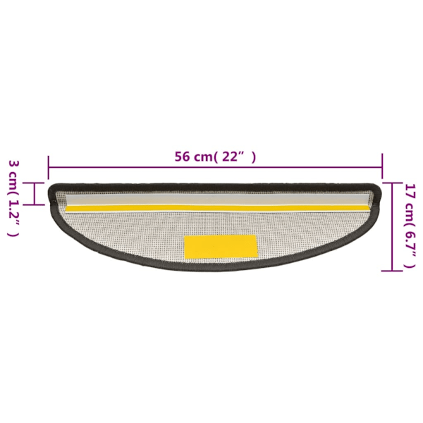 vidaXL Trappstegsmattor 10 st 56x17x3 cm mörkgrå Grå