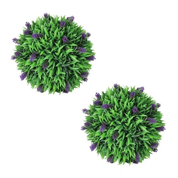 vidaXL Set med 2 konstgjorda buxbom bollar lavendel 36 cm Grön
