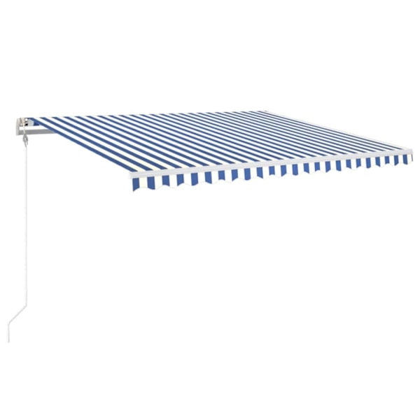 vidaXL Automatisk markis med vindsensor & LED 400x350 cm blå och vit Blå