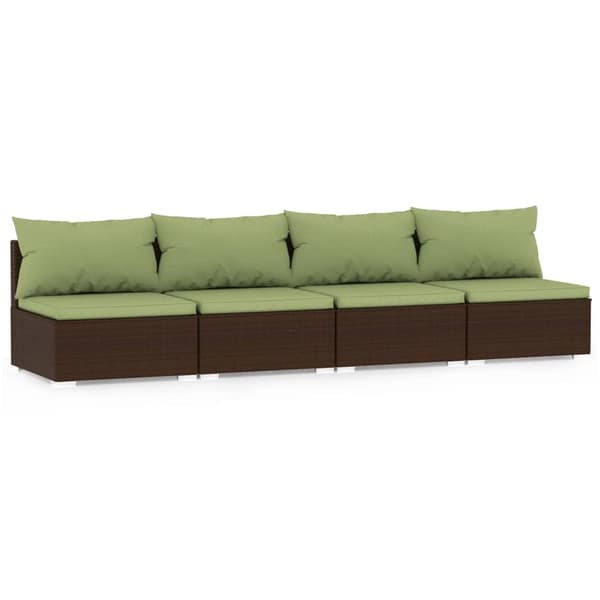vidaXL Soffa 4-sits med dynor konstrotting brun Brun