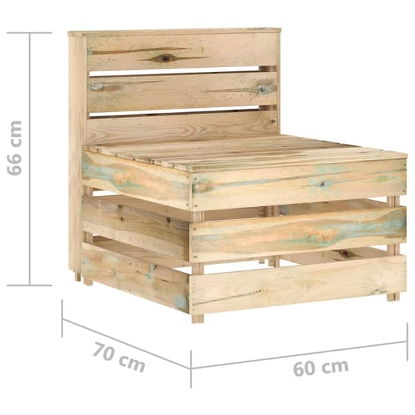 vidaXL Mittensektion till pallsoffa impregnerad furu Grön