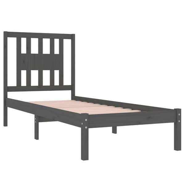 vidaXL Sängram grå massiv furu 90x200 cm Grå