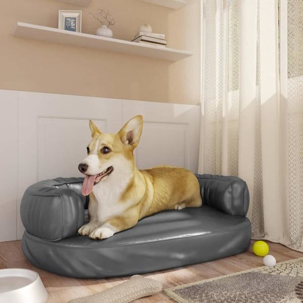 vidaXL Ergonomisk hundbädd grå 60x42 cm konstläder Grå
