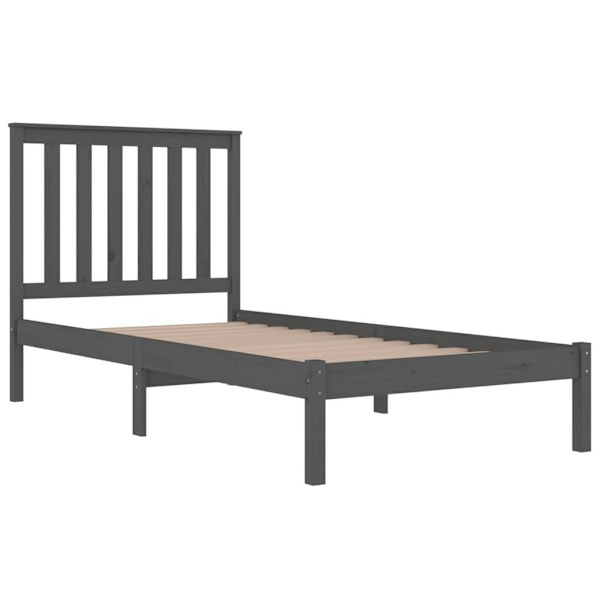 vidaXL Sängram grå massiv furu 90x200 cm Grå