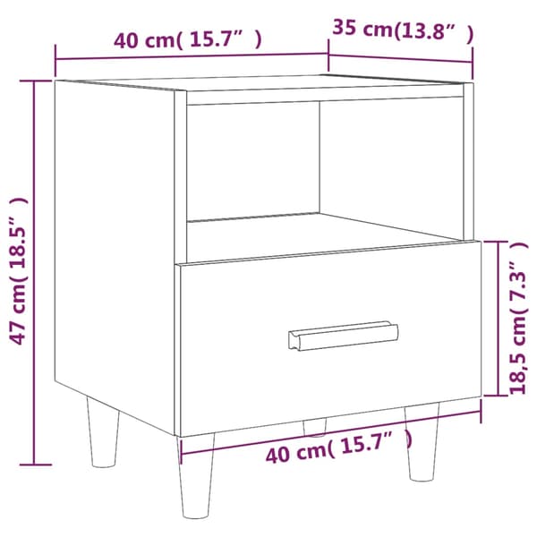 vidaXL Sängbord vit högglans 40x35x47 cm Vit