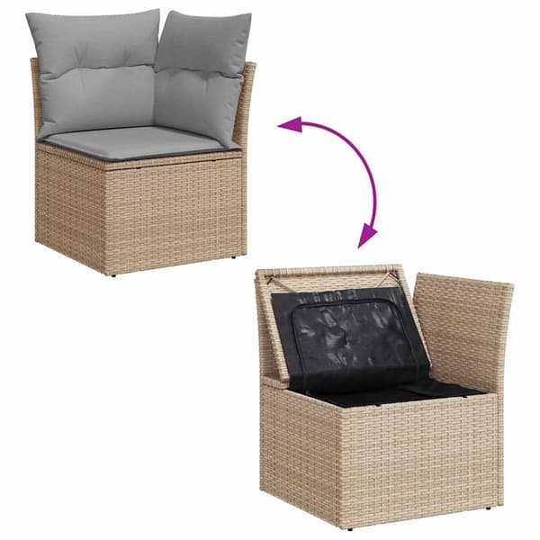 vidaXL Trädgårdsoffset 8 st 7-Antal sittplatser Beige Poly rattan Beige