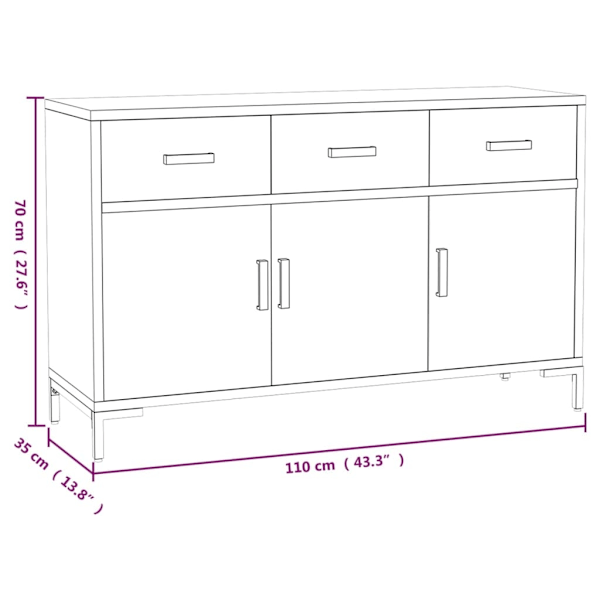 vidaXL Skänk brun 110x35x70 cm massiv furu Brun