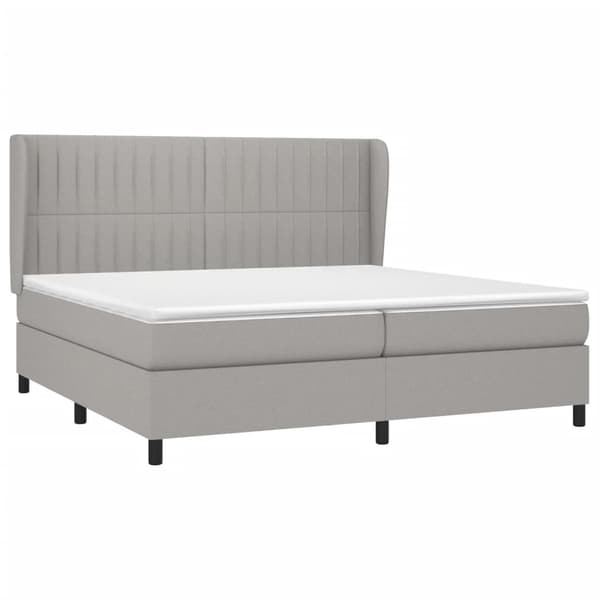 vidaXL Ramsäng med madrass ljusgrå 200x200 cm tyg Grå