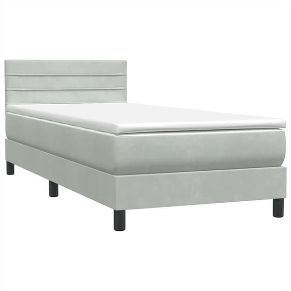 vidaXL Ramsäng med madrass ljusgrå 80x220 cm sammet Grå