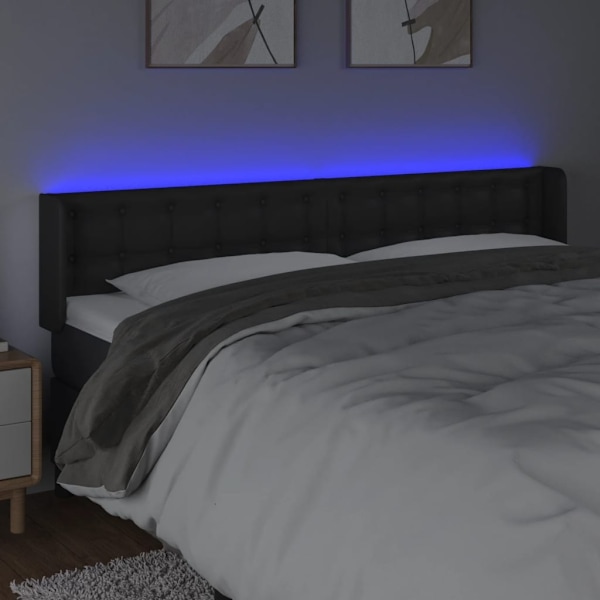 vidaXL Sänggavel LED svart 183x16x78/88 cm konstläder Svart