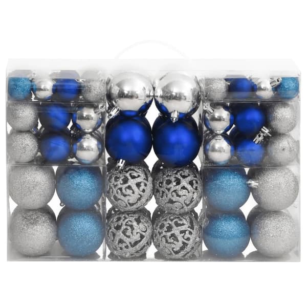 vidaXL Julgranskulor 100 st blå och silver 3/4/6 cm Flerfärgsdesign