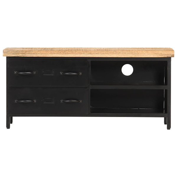 vidaXL TV-bänk 90x30x41 cm grovt mangoträ Svart