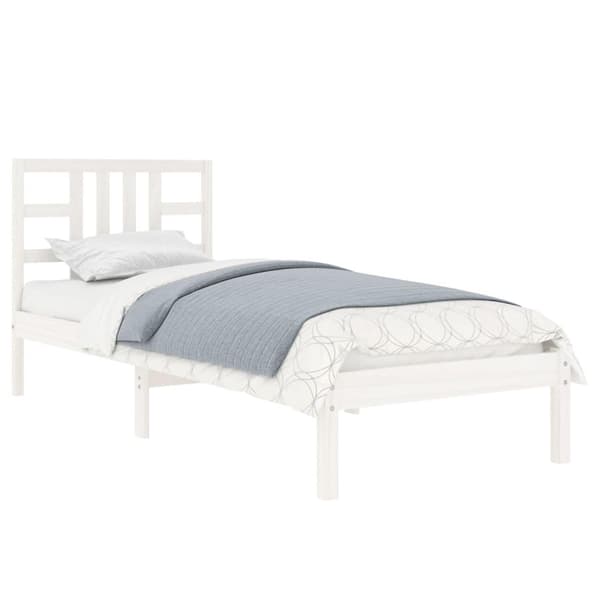vidaXL Sängram vit massivt trä 75x190 cm Vit