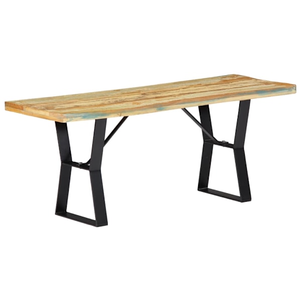 vidaXL Bänk 110 cm massivt återvunnet trä multifärg