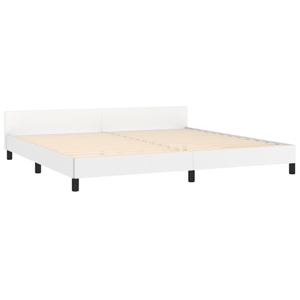 vidaXL Sängram med huvudgavel vit 200x200 cm konstläder Vit