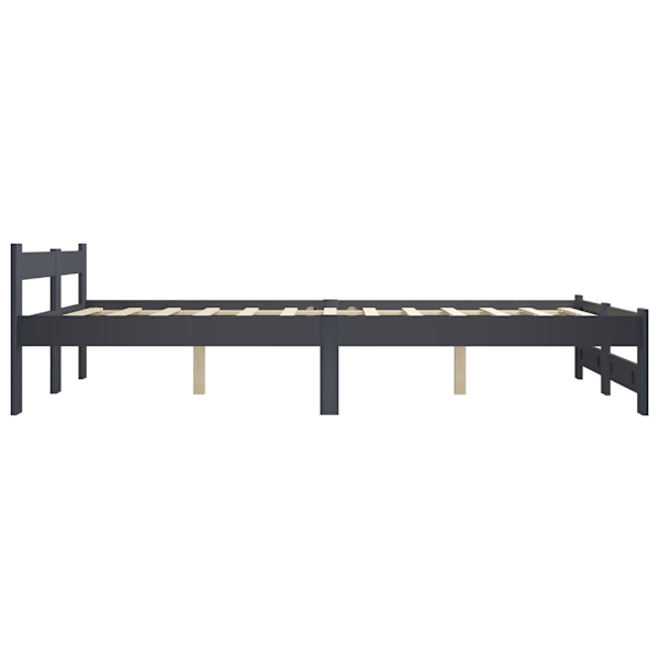 vidaXL Sängram mörkgrå massiv furu 120x200 cm grå