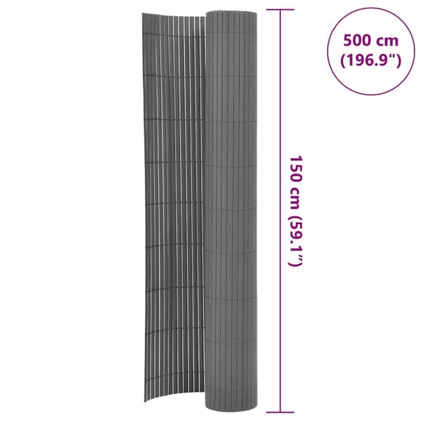 vidaXL Dubbelsidigt insynsskydd PVC 150x500 cm grå Grå