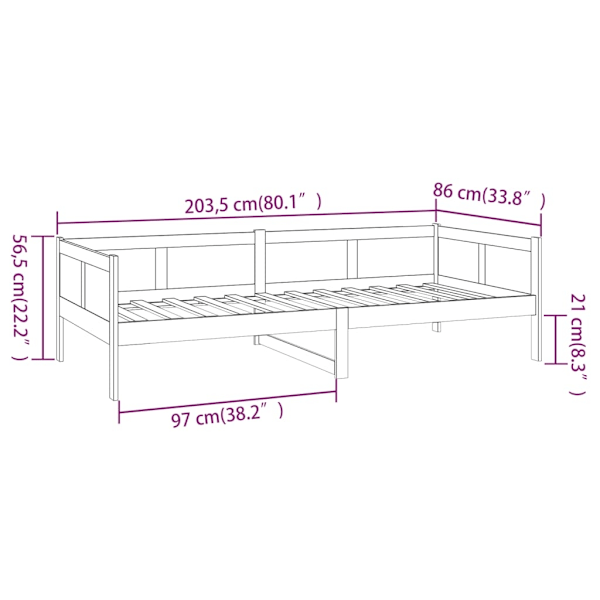 vidaXL Dagbädd honungsbrun 80x200 cm massiv furu Brun