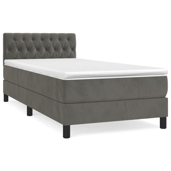 vidaXL Ramsäng med madrass mörkgrå 90x200 cm sammet Grå