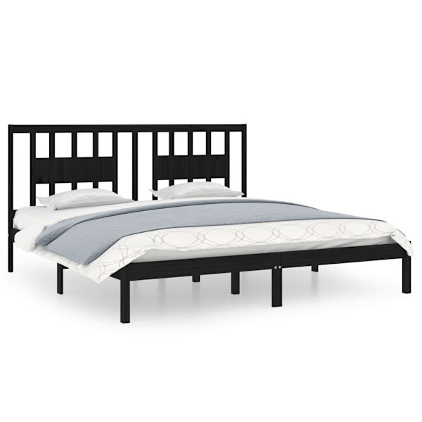 vidaXL Sängram svart massiv furu 200x200 cm Svart