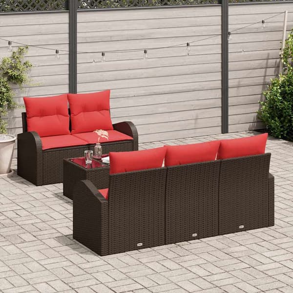vidaXL Soffset 6 st 5-Antal sittplatser Brun Polyester Brun