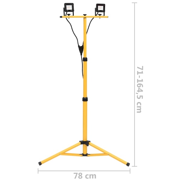 vidaXL Strålkastare med stativ 2x10 W LED kallvit Svart
