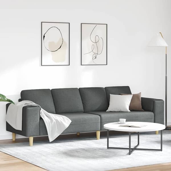 vidaXL Vardagsrumsoffa Mörkgrå 250 x 77 x 76 cm Polyester Grå