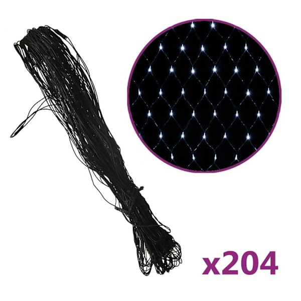 vidaXL Ljusnät kallvit 3x2 m 204 LED inne/ute Vit