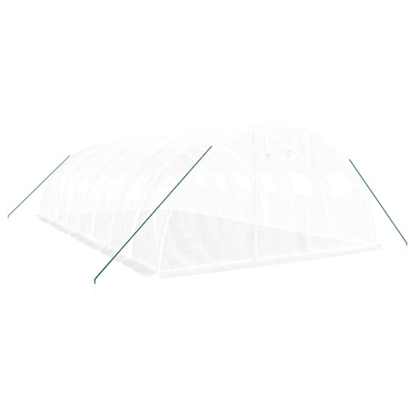vidaXL Växthus med stålram vit 32 m² 8x4x2 m Vit