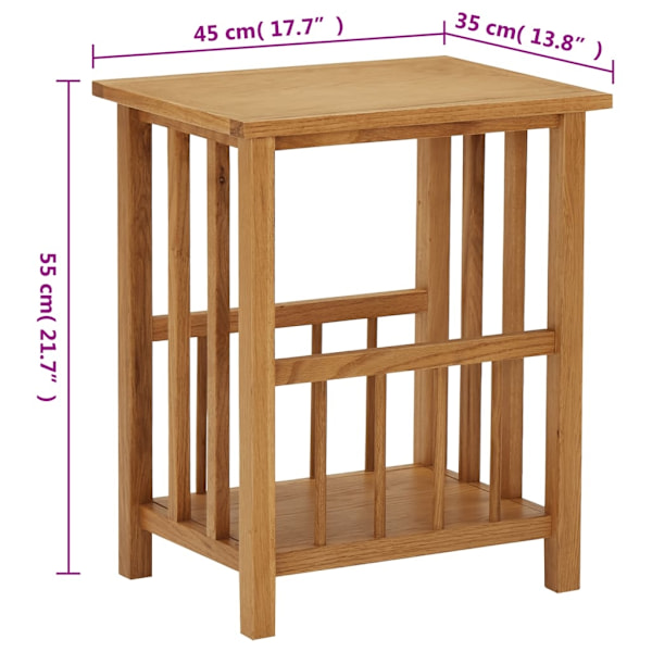 vidaXL Tidningsbord 45x35x55 cm massiv ek Brun