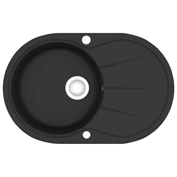 vidaXL Diskho granit enkel oval svart Svart
