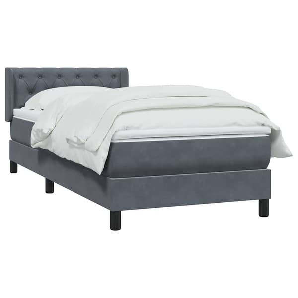 vidaXL Ramsäng med madrass mörkgrå 80x210 cm sammet Grå