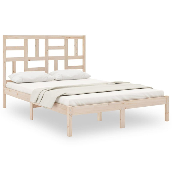 vidaXL Sängram massivt trä 135x190 cm Brun