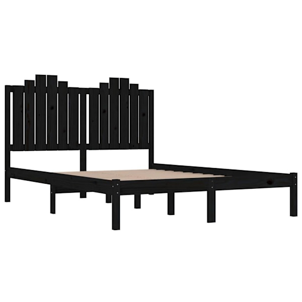 vidaXL Sängram svart massiv furu 200x200 cm Svart
