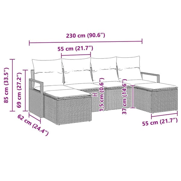 vidaXL Soffset 6 st Beige konstrotting Beige
