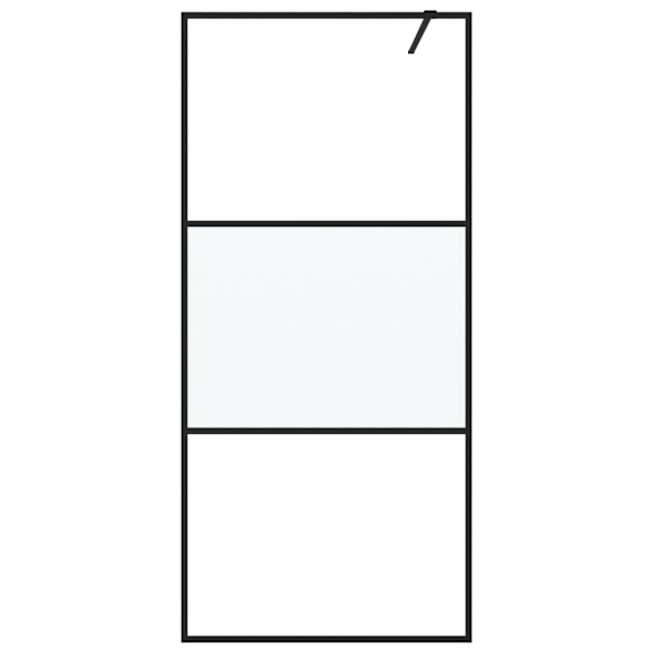 vidaXL Duschvägg svart 90x195 cm halvfrostat ESG-glas Svart