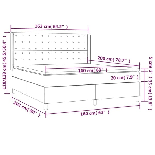 vidaXL Ramsäng med madrass mörkgrå 160x200 cm sammet Grå