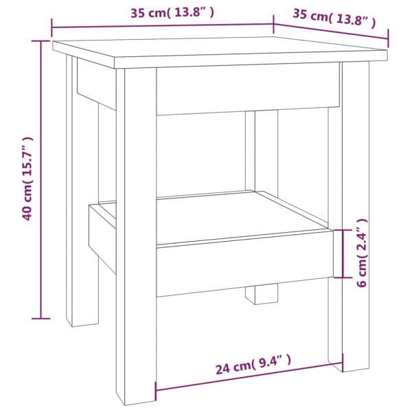 vidaXL Soffbord grå 35x35x40 cm massiv furu Grå