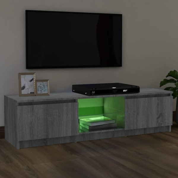vidaXL TV-bänk med LED-belysning grå sonoma 120x30x35,5 cm Grå