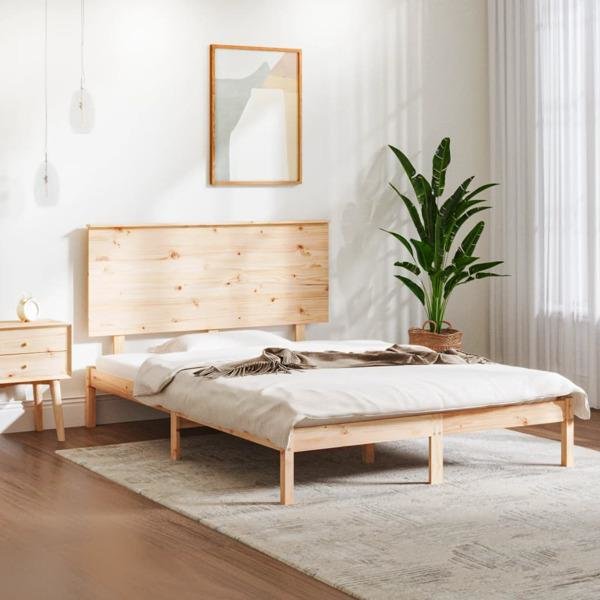 vidaXL Sängram massivt trä 120x190 cm Brun
