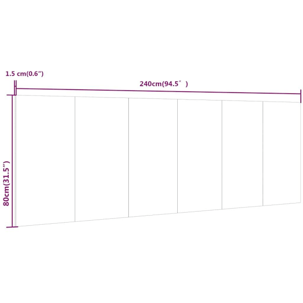 vidaXL Vägghängd sänggavel brun ek 240x1,5x80 cm konstruerat trä Brun