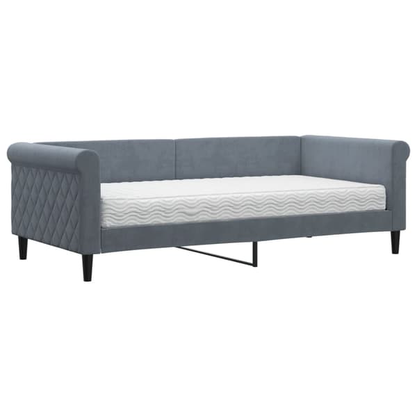 vidaXL Dagbädd med madrass mörkgrå 90x190 cm sammet Grå