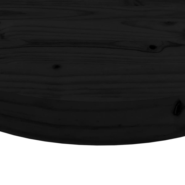 vidaXL Bordsskiva rund svart Ø80x3 cm massiv furu Svart